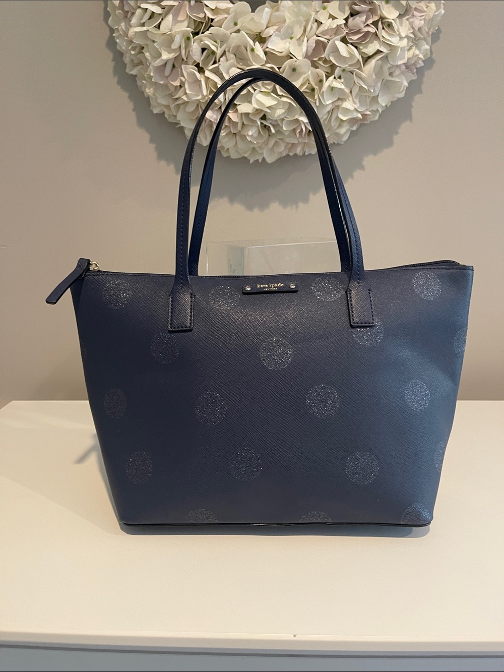kate spade Navy Glitter Polka DotTote